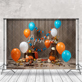 Aperturee - Aperturee Leaves Balloon Pumpkin Halloween Cake Smash Backdrop
